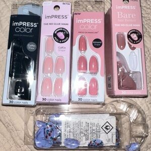 imPRESS Press-On Manicure Set - Black, Pink, Nude pack of 5